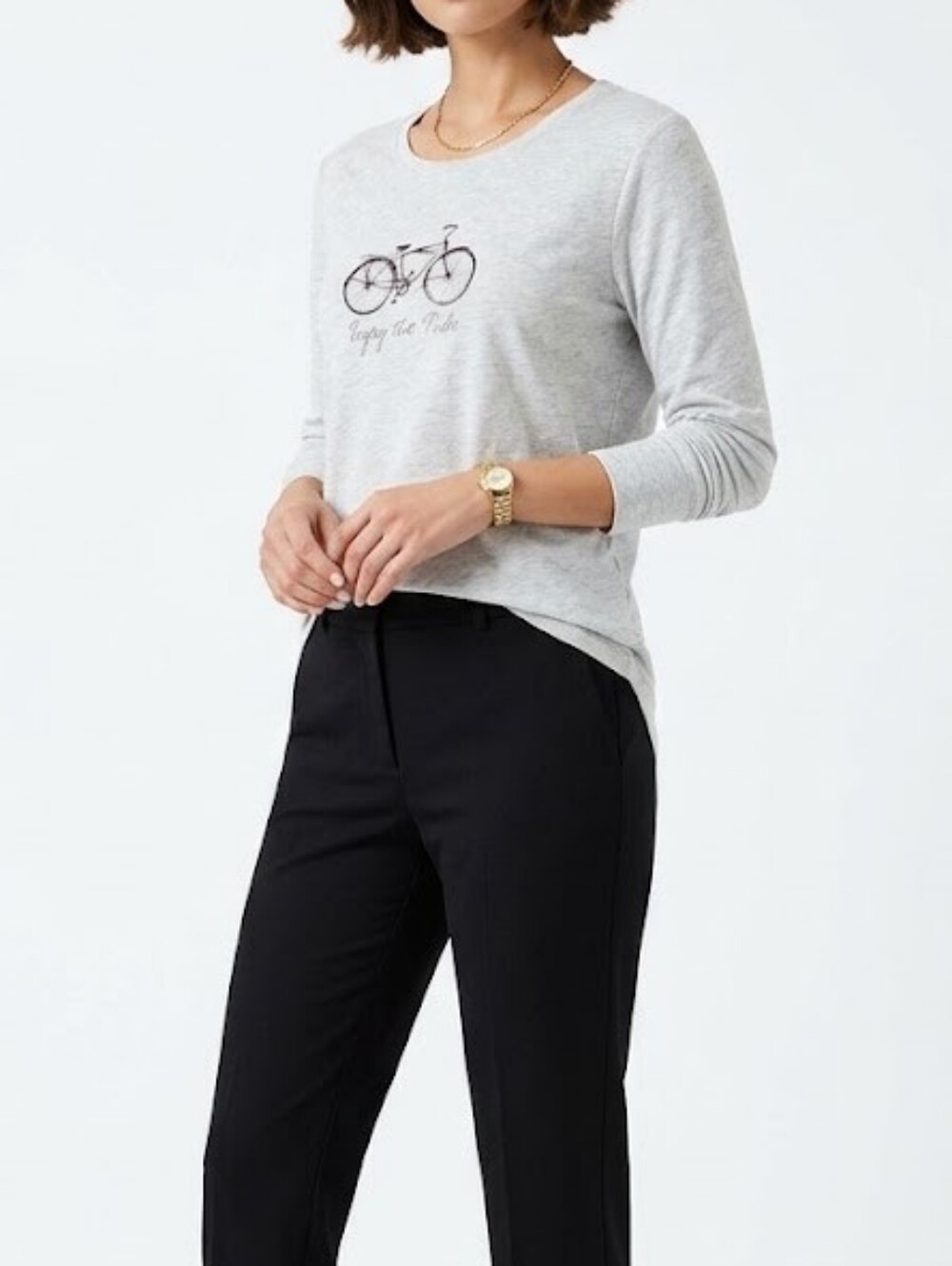 Blue 84 Light Gray Long Sleeve Tee with Bicycle Graphic Size XL